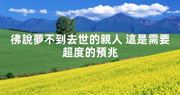 彿說夢不到去世的親人 這是需要超度的預兆